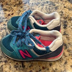 New Balance Kids Teal and Pink Athletic Sneakers